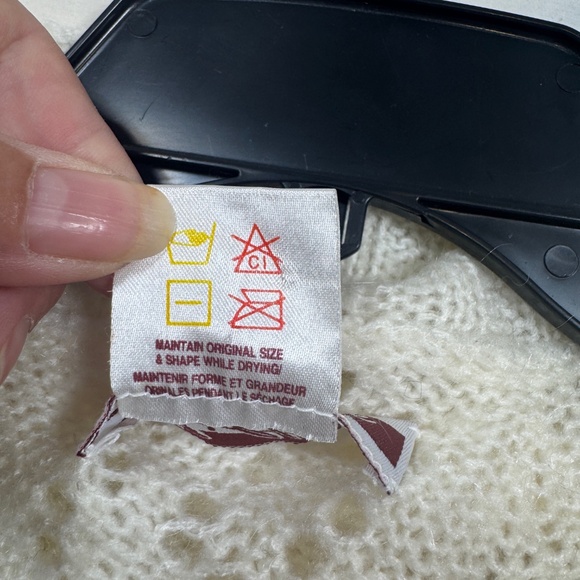 Midtown Cardigan Sweater Womens Size Large Cream Crochet Knit Full Button Mohair - Picture 2 of 6